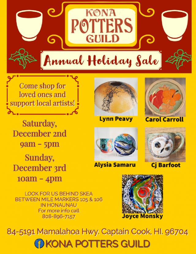 Kona Potters Guild Annual Holiday Sale Go Hawaii