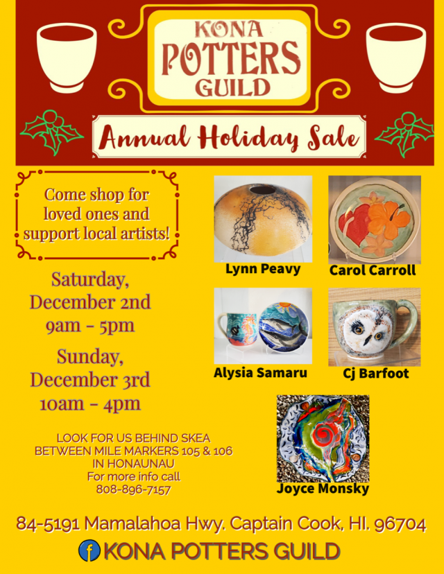 Kona Potters Guild Holiday Sale Go Hawaii