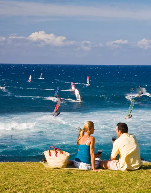 Picnic overlooking the beach on Maui