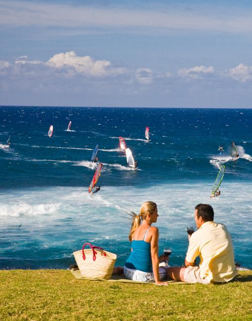 Picnic overlooking the beach on Maui