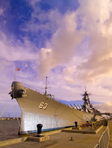 Exterior of the USS Missouri (BB-63) at the Battleship Missouri Memorial in Honolulu