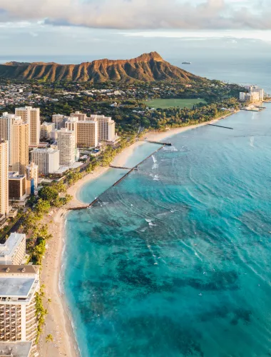 Waikiki Beach with Leahi (Diamond Head) in the background Waikiki Beach with Leahi (Diamond Head) in the background