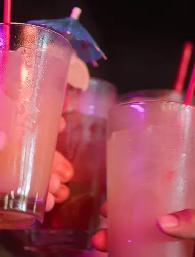 Toasting drinks at club