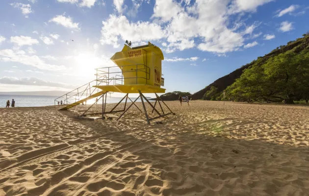 Lifeguard stand on a beach in Maui