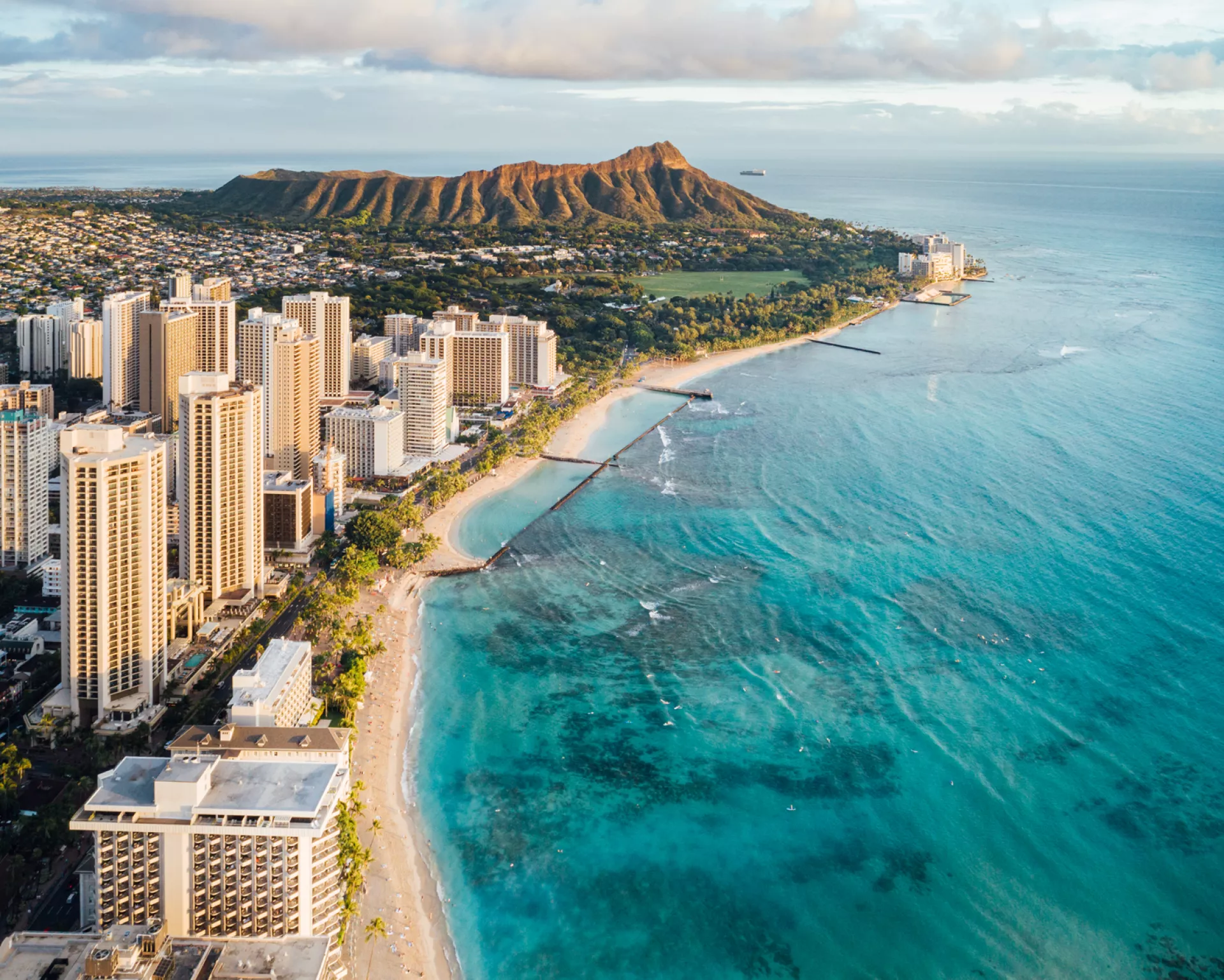 Waikiki Beach with Leahi (Diamond Head) in the background