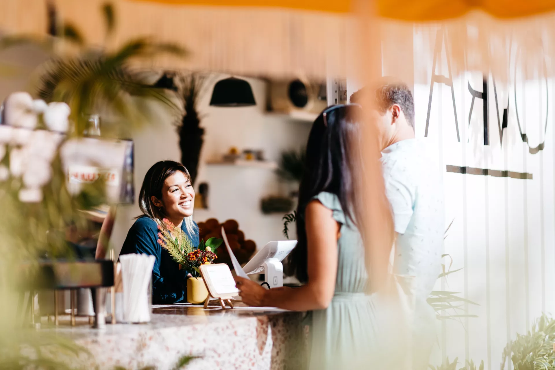 Couple ordering at a local eatery