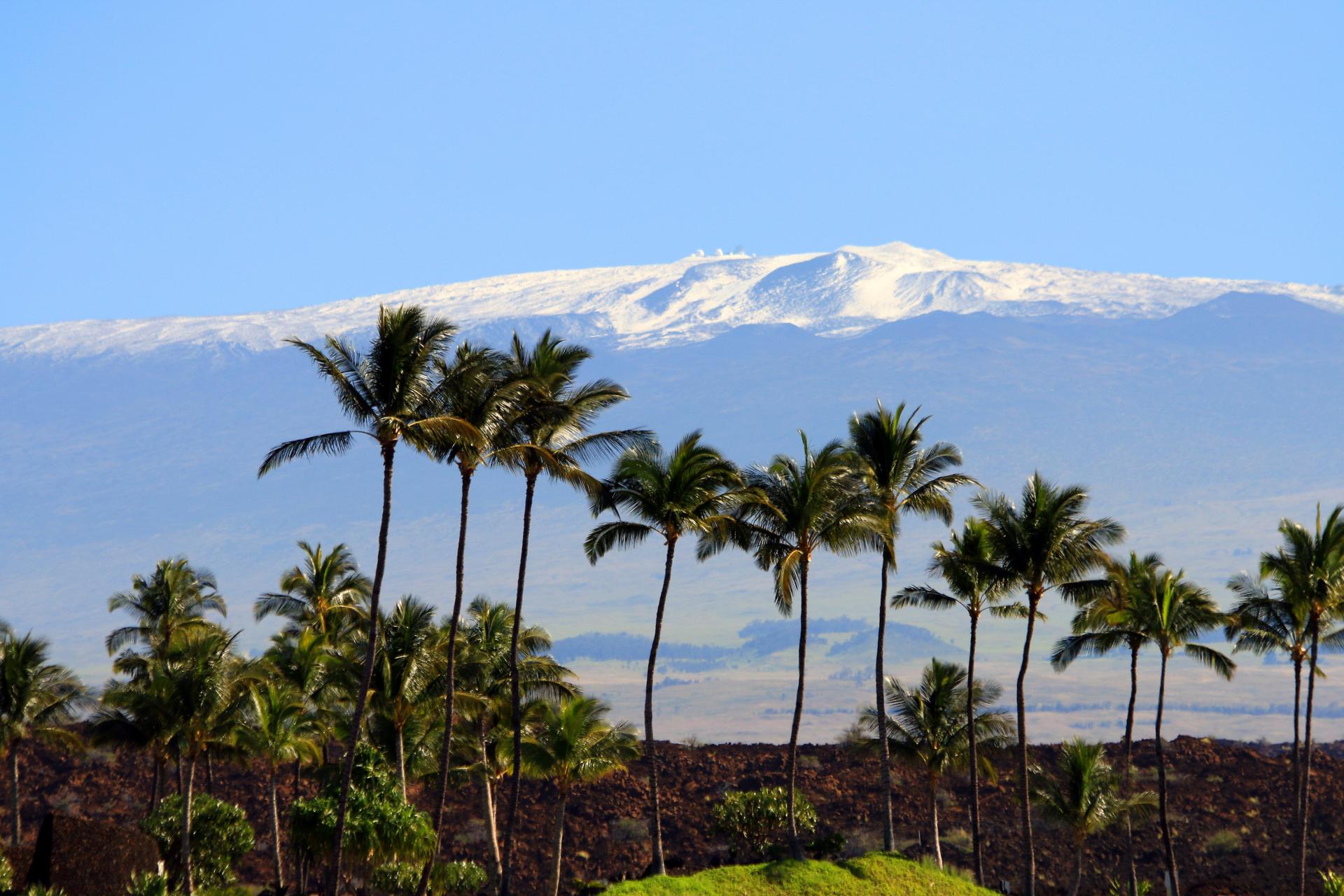 Snow topped Maunakea from the Kohala Coast
