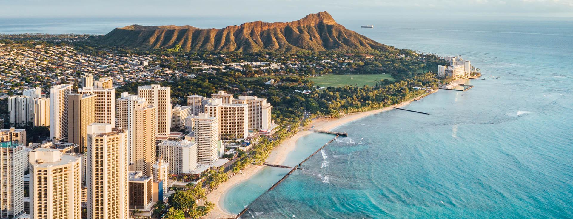Aerial of Waikiki on Oahu