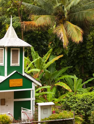 Old church in the Hālawa Valley on Molokaʻi in Hawaiʻi