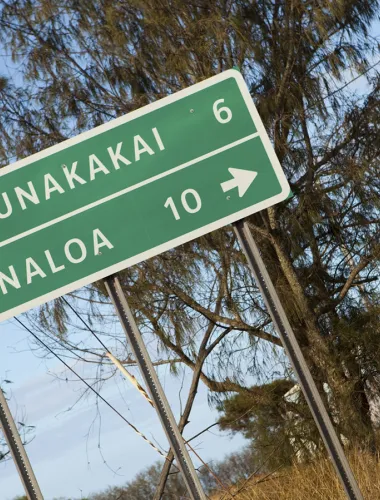 Directional sign on Molokaʻi in Hawaiʻi