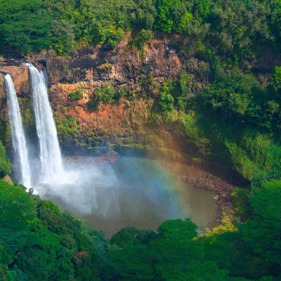 Wailua Falls, Līhuʻe Aerial shot of the Wailua Falls in Lihue