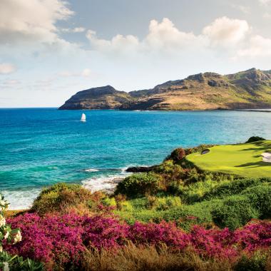 Ocean Course Hokuala's 15th green and it's spectacular setting.