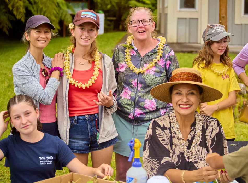 Cultural practitioner, Desiree Moana Cruz teaches a lei workshop at the Volcano Art Center during the festival.