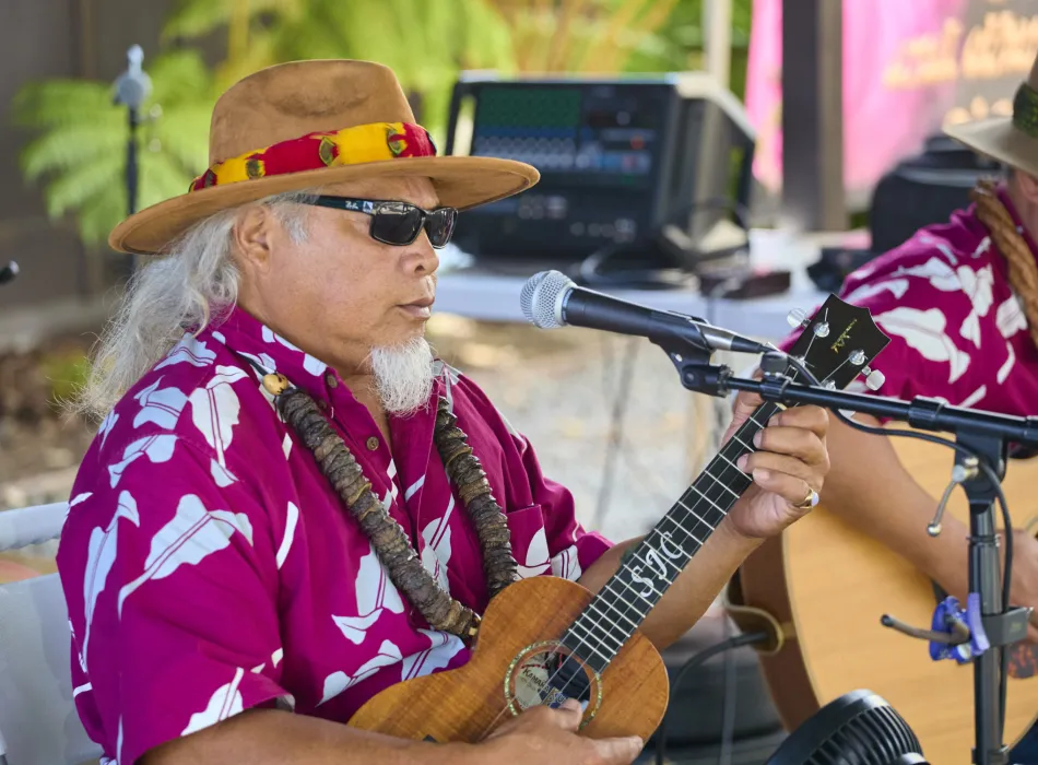 Local Musician Stan Combis jams out at Volcano Winery during the festival
