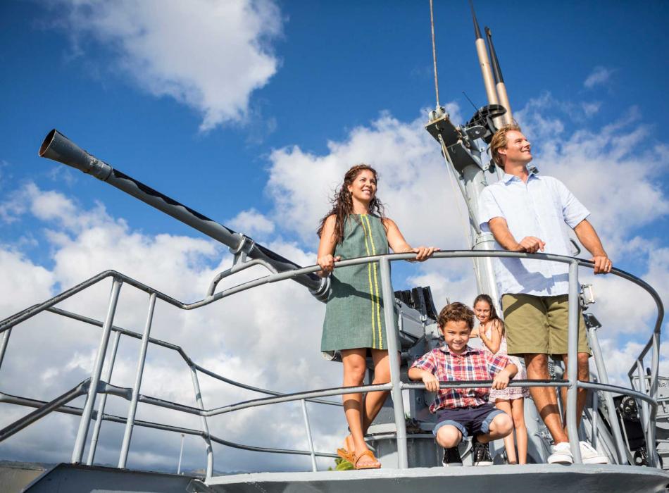 A family visiting the Pearl Harbor Historic Sites