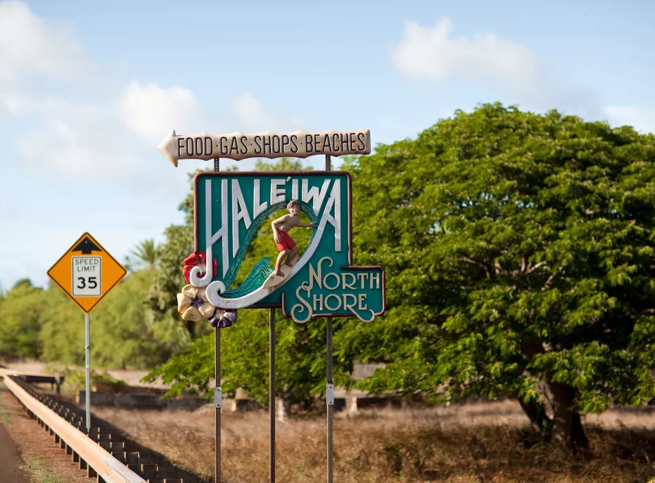 Haleiwa Sign on Road