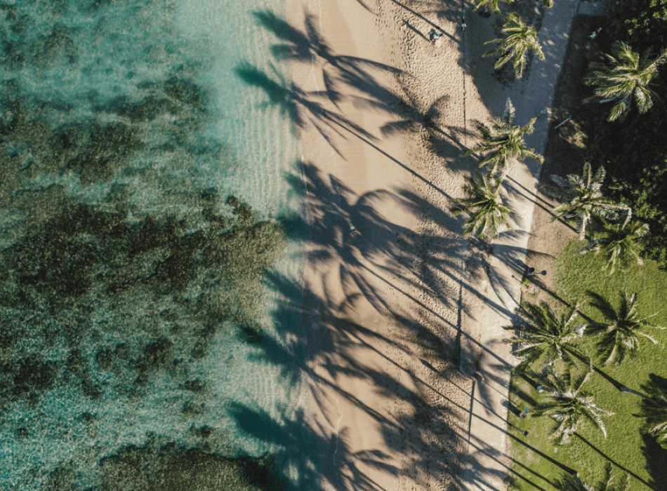 Aerial view of a south Oahu shoreline