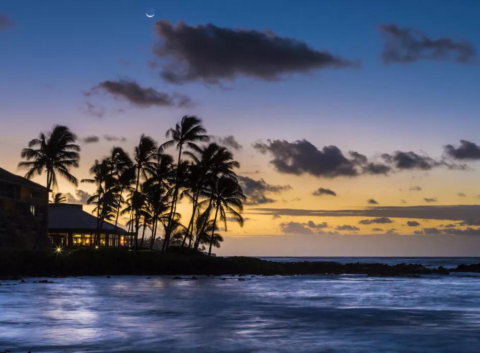 Kauai sunset and shoreline