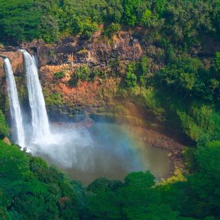 Wailua Falls, Līhuʻe Aerial shot of the Wailua Falls in Lihue