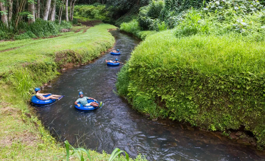 Group tubing on Kauai