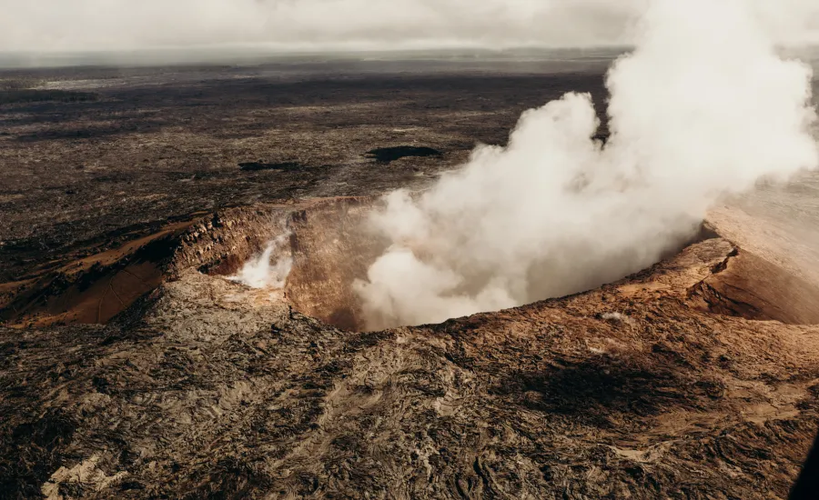 Helicopter over Hawaii Volcanoes National Park