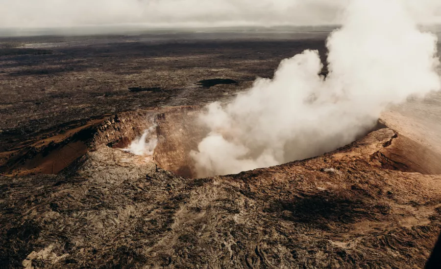 Helicopter over Hawaii Volcanoes National Park