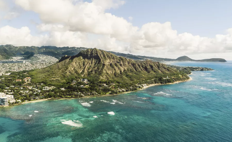 Aerial view of Leahi (Diamond Head)