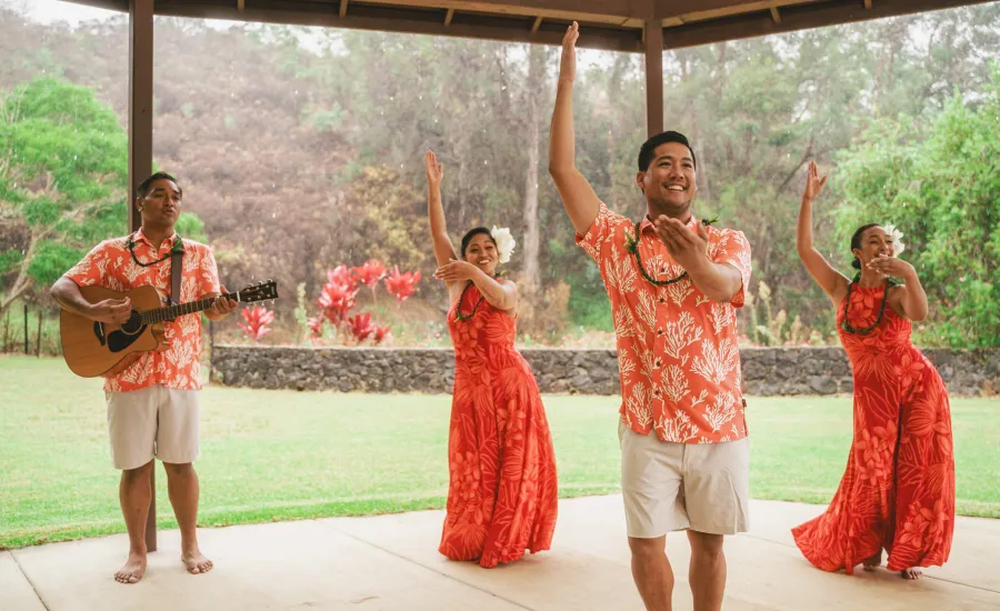 Traditional Hawaiian dance and music performers
