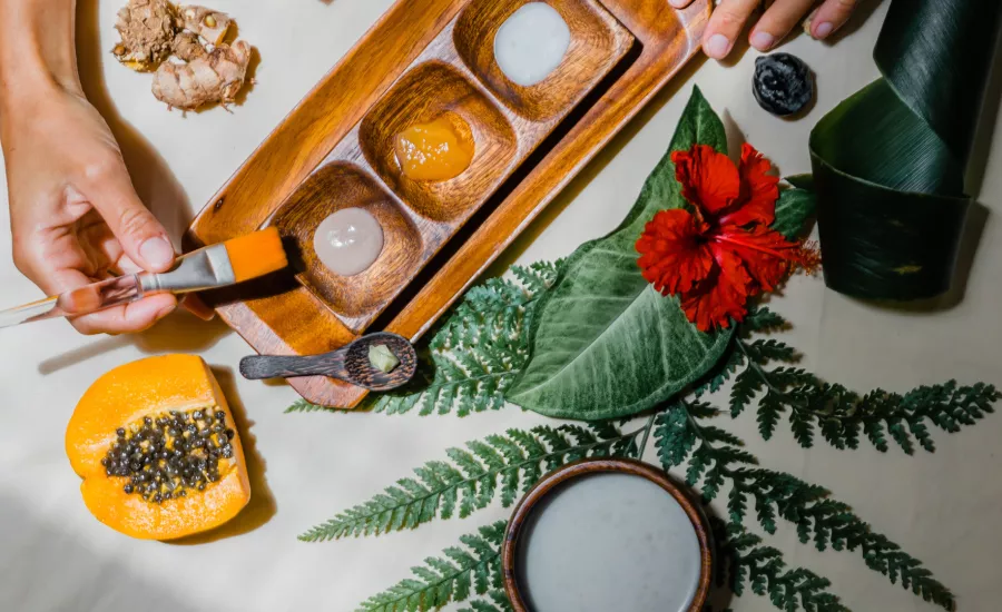 Items laid out for spa treatment Hawaii