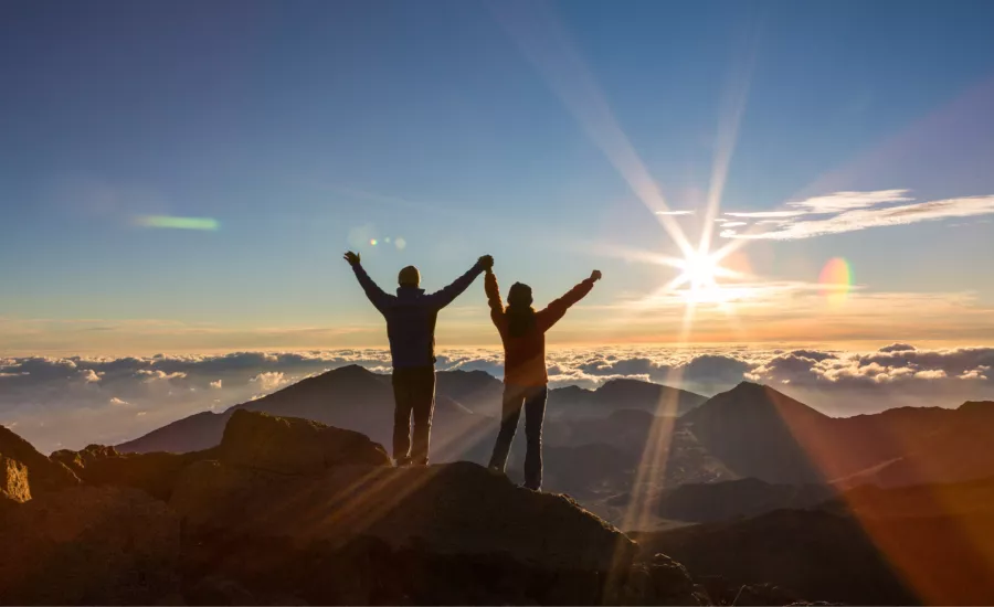 Couple at the top of Haleakala Maui