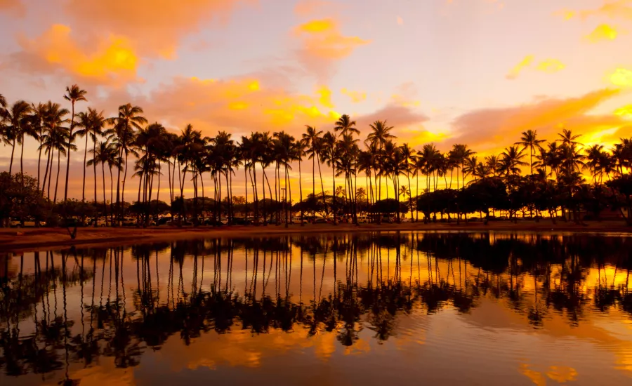 Sunset at Ala Moana Regional Park