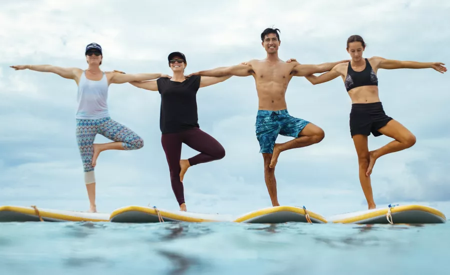 Stand up paddleboard yoga class Hawaii