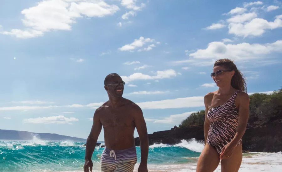 Couple walking Makena Beach Maui
